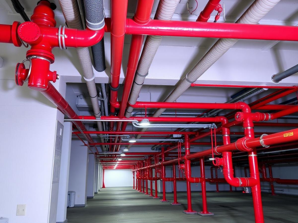 Commercial Project work by R.K Rout & Co. — Basement hydrant and sprinkler network under testing